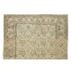 Hand Knotted Vintage Turkish Oushak Wool Area Rug with Floral Design