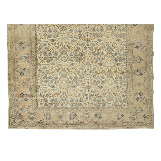 Hand Knotted Vintage Anatolian Oushak Wool Area Rug, Authentic 1960s Floor Covering Hand Knotted Vintage Anatolian Oushak Wool Area Rug, Authentic 1960s Floor Covering