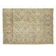 Hand Knotted Vintage Turkish Oushak Wool Area Rug with Floral Design