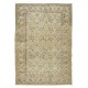 Hand Knotted Vintage Turkish Oushak Wool Area Rug with Floral Design