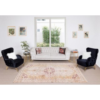 Turkish Rug with Medallion Design, Hand Knotted Carpet, 100% Wool