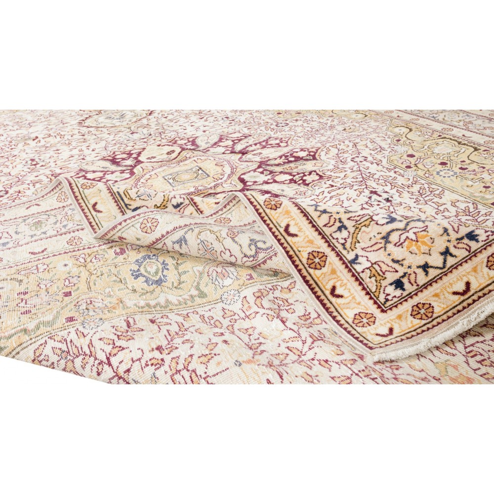 Turkish Rug with Medallion Design, Hand Knotted Carpet, 100% Wool