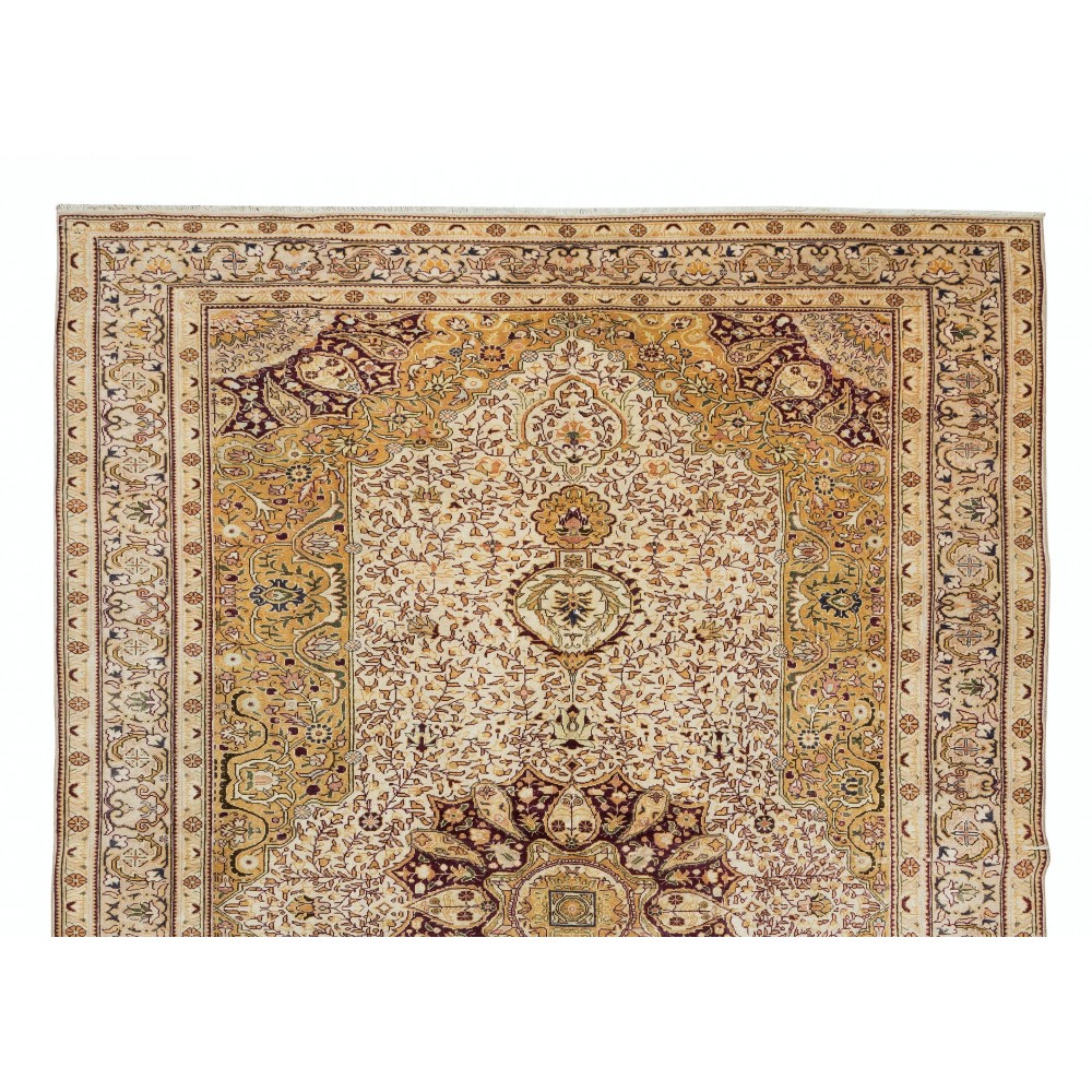Turkish Rug with Medallion Design, Hand Knotted Carpet, 100% Wool