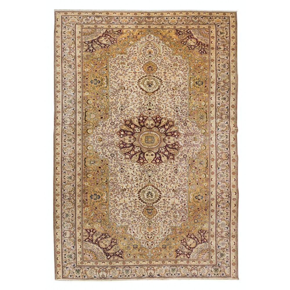 Turkish Rug with Medallion Design, Hand Knotted Carpet, 100% Wool