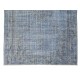 Handmade Vintage Modern Rug Over-Dyed in Blue with Art Deco Chinese Design
