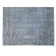 Handmade Vintage Modern Rug Over-Dyed in Blue with Art Deco Chinese Design