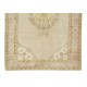 Vintage Turkish Oushak Rug, Handmade Sun Faded Carpet. 100% Wool