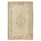 Vintage Turkish Oushak Rug, Handmade Sun Faded Carpet. 100% Wool