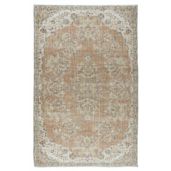 Hand Knotted Vintage Anatolian Oushak Wool Area Rug, Traditional 1960s Floor Covering Hand Knotted Vintage Anatolian Oushak Wool Area Rug, Traditional 1960s Floor Covering
