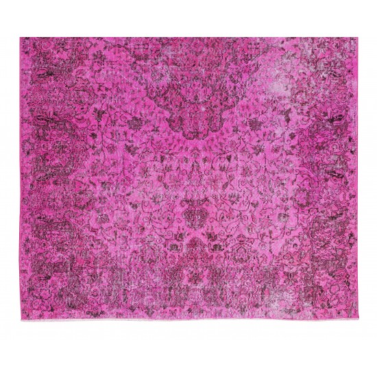 Hand Knotted Vintage Anatolian Area Rug Over-Dyed in Pink with Medallion Design Hand Knotted Vintage Anatolian Area Rug Over-Dyed in Pink with Medallion Design