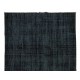 Black Over-Dyed Rug for Modern Home & Office Decor, Vintage Hand-Knotted Turkish Woolen Floor Covering Black Over-Dyed Rug for Modern Home & Office Decor, Vintage Hand-Knotted Turkish Woolen Floor Covering