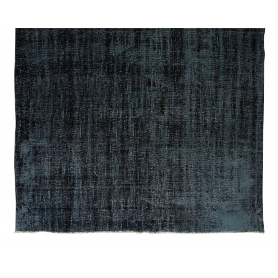 Black Over-Dyed Rug for Modern Home & Office Decor, Vintage Hand-Knotted Turkish Woolen Floor Covering Black Over-Dyed Rug for Modern Home & Office Decor, Vintage Hand-Knotted Turkish Woolen Floor Covering