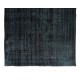 Modern Handmade Turkish Plain Pattern Area Rug in Black, Gray & Blue