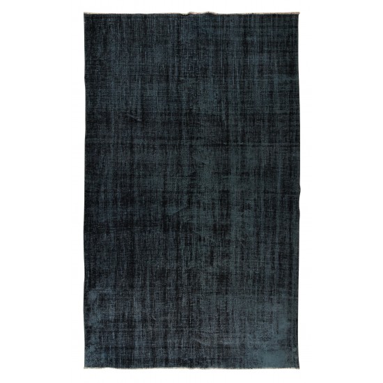 Black Over-Dyed Rug for Modern Home & Office Decor, Vintage Hand-Knotted Turkish Woolen Floor Covering Black Over-Dyed Rug for Modern Home & Office Decor, Vintage Hand-Knotted Turkish Woolen Floor Covering