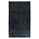 Modern Handmade Turkish Plain Pattern Area Rug in Black, Gray & Blue