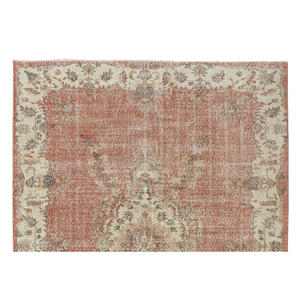 Hand Knotted Vintage Anatolian Oushak Wool Area Rug, Traditional 1960s Floor Covering