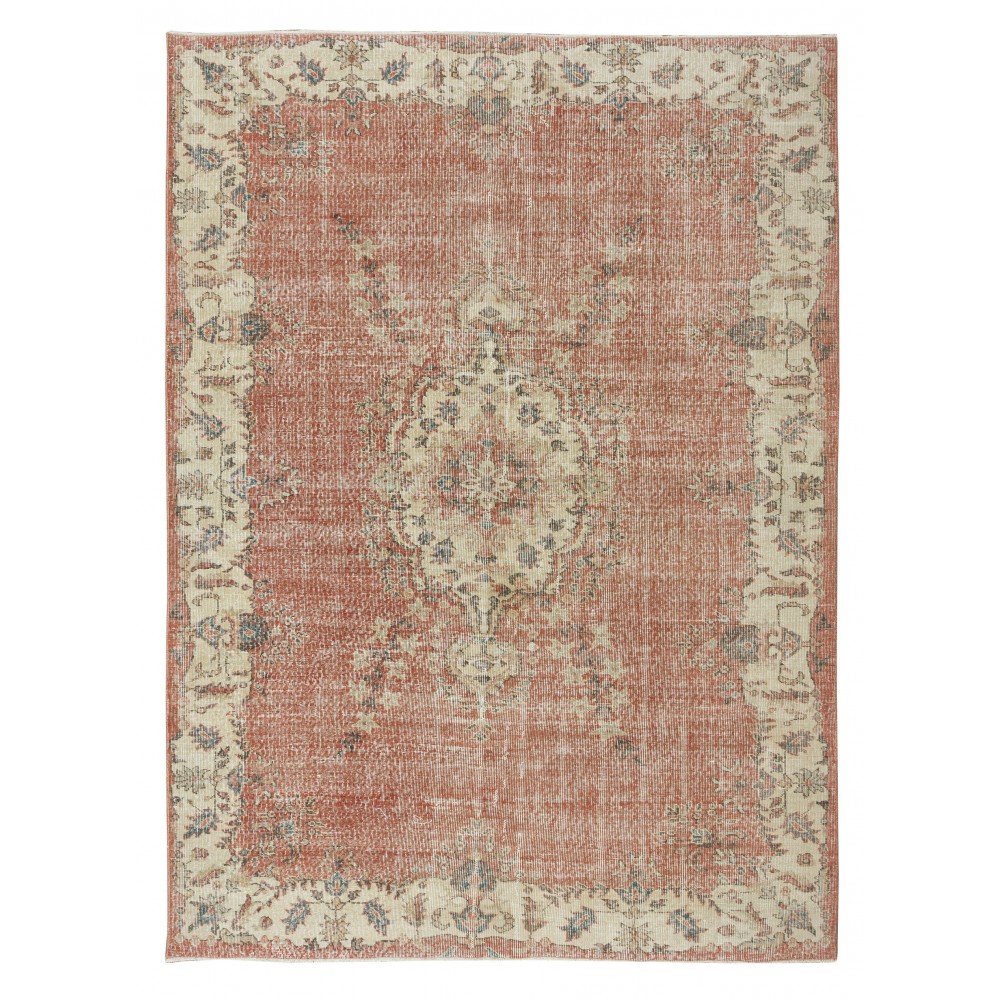 Hand Knotted Vintage Anatolian Oushak Wool Area Rug, Traditional 1960s Floor Covering