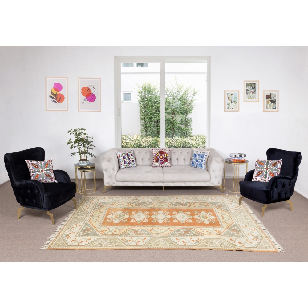Handmade Turkish Milas Large Area Rug, Vintage Hand Knotted Carpet, 100% Wool