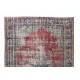 Vintage Hand Knotted Turkish Area Rug with Medallion Design, Distressed Floor Covering
