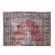 Vintage Hand Knotted Turkish Area Rug with Medallion Design, Distressed Floor Covering