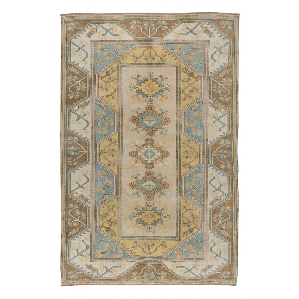 Handmade Turkish Milas Large Area Rug, Vintage Hand Knotted Carpet, 100% Wool