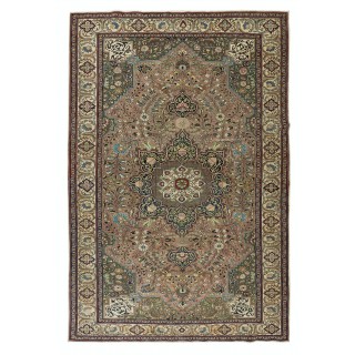 Vintage Handmade Turkish Kayseri Area Rug, Decorative Medallion Design Carpet, 100% Wool