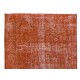Vintage Hand-Knotted Turkish Rug Over-Dyed in Orange for Modern Home & Office Decor
