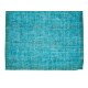 Handmade Vintage Central Anatolian Area Rug Over-Dyed in Teal Blue for Contemporary Interiors