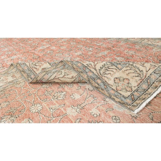 Hand Knotted Vintage Central Anatolian Rug, Floral Design, Wool and Cotton Carpet