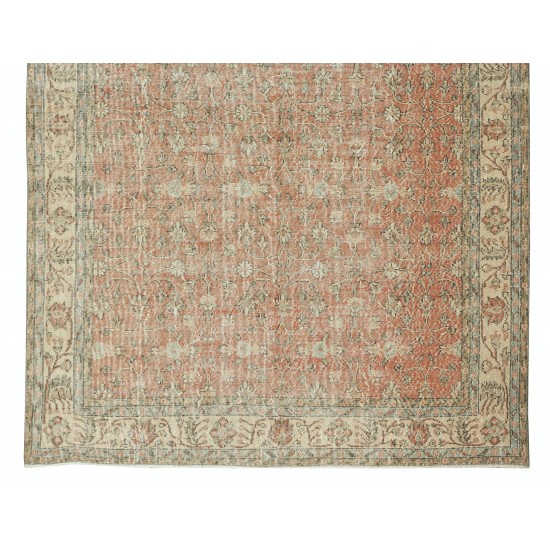 Hand Knotted Vintage Central Anatolian Rug, Floral Design, Wool and Cotton Carpet Hand Knotted Vintage Central Anatolian Rug, Floral Design, Wool and Cotton Carpet