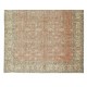 Hand Knotted Vintage Turkish Rug, Floral Design, Wool and Cotton Carpet