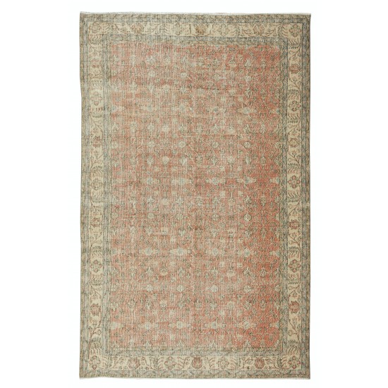 Hand Knotted Vintage Central Anatolian Rug, Floral Design, Wool and Cotton Carpet