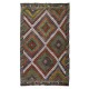 Vintage Turkish Jajim Kilim Rug, One of a Kind Hand-Woven Carpet Made of Wool