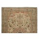 Hand Knotted Vintage Turkish Area Rug with Medallion Design, Wool Pile