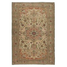Hand Knotted Turkish Kayseri Area Rug with Medallion Design, Pile, 100% Wool