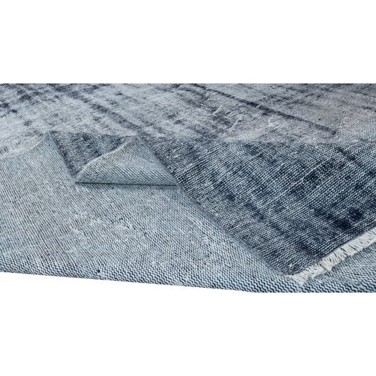 Handmade Anatolian Rug in Navy Blue, Distressed Look Vintage Carpet Handmade Anatolian Rug in Navy Blue, Distressed Look Vintage Carpet