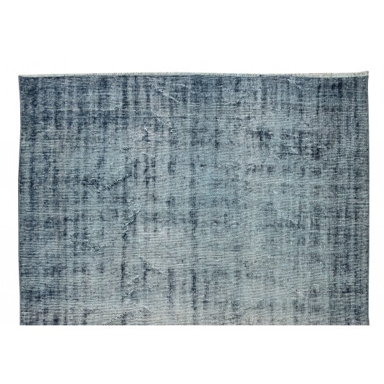 Handmade Anatolian Rug in Navy Blue, Distressed Look Vintage Carpet Handmade Anatolian Rug in Navy Blue, Distressed Look Vintage Carpet