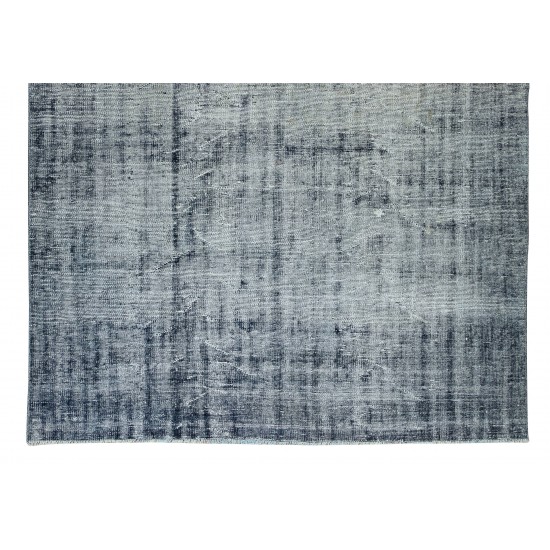 Handmade Anatolian Rug in Navy Blue, Distressed Look Vintage Carpet Handmade Anatolian Rug in Navy Blue, Distressed Look Vintage Carpet