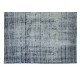 Handmade Anatolian Rug in Navy Blue, Distressed Look Vintage Carpet Handmade Anatolian Rug in Navy Blue, Distressed Look Vintage Carpet