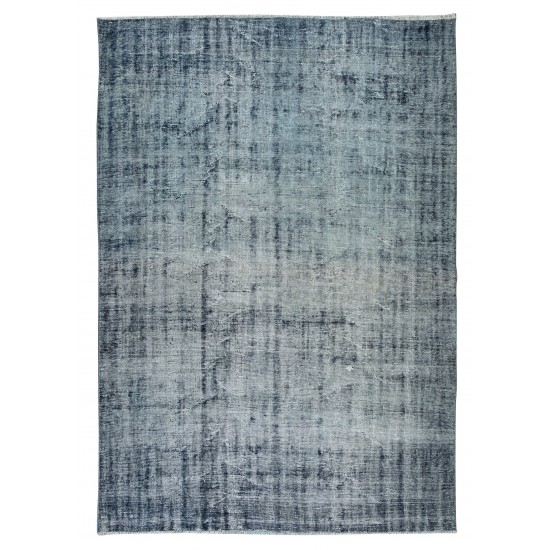 Handmade Anatolian Rug in Navy Blue, Distressed Look Vintage Carpet Handmade Anatolian Rug in Navy Blue, Distressed Look Vintage Carpet
