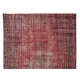 Hand Knotted Vintage Anatolian Area Rug Over-Dyed in Red 4 Modern Interiors, Woolen Floor Covering