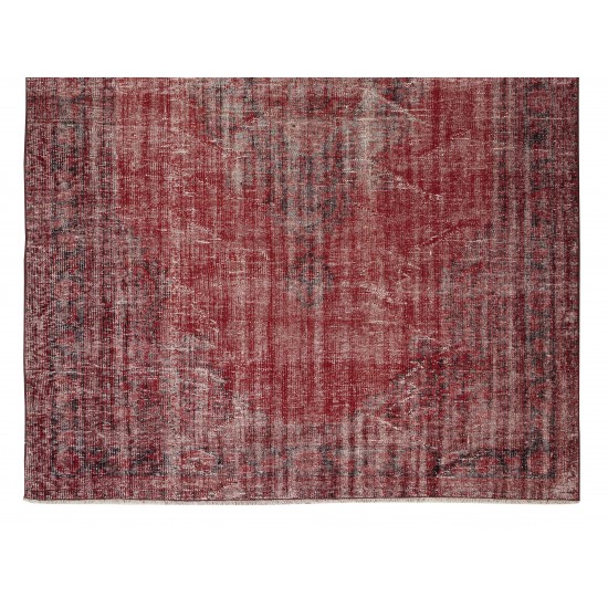 Hand Knotted Vintage Anatolian Area Rug Over-Dyed in Red 4 Modern Interiors, Woolen Floor Covering Hand Knotted Vintage Anatolian Area Rug Over-Dyed in Red 4 Modern Interiors, Woolen Floor Covering