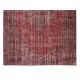 Hand Knotted Vintage Anatolian Area Rug Over-Dyed in Red 4 Modern Interiors, Woolen Floor Covering