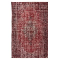 Hand Knotted Vintage Anatolian Area Rug Over-Dyed in Red 4 Modern Interiors, Woolen Floor Covering