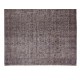 Vintage Floral Rug Over-Dyed in Gray for Modern Interiors, Handmade in Turkey