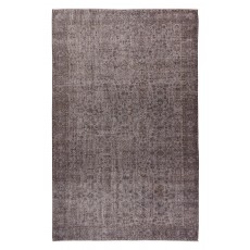 Vintage Floral Rug Over-Dyed in Gray for Modern Interiors, Handmade in Turkey
