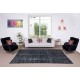 Vintage Handmade Turkish Rug Over-Dyed in Black for Modern Interior