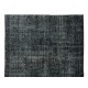 Vintage Handmade Turkish Rug Over-Dyed in Black for Modern Interior