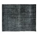 Vintage Handmade Turkish Rug Over-Dyed in Black for Modern Interior