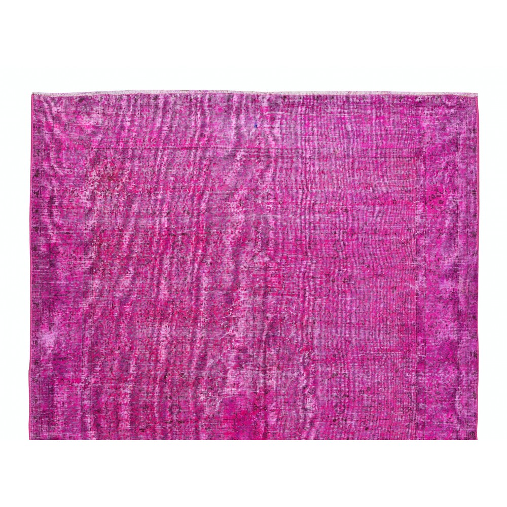 Hand Knotted Anatolian Area Rug in Fuchsia Pink 4 Modern Interiors
